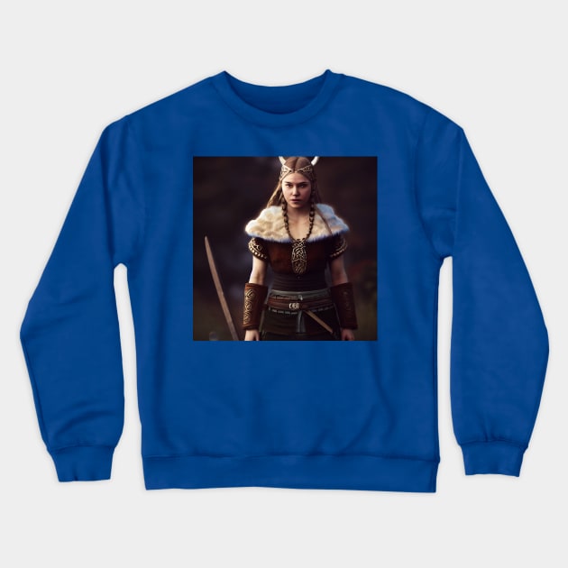 Viking Shield Maiden Crewneck Sweatshirt by Grassroots Green